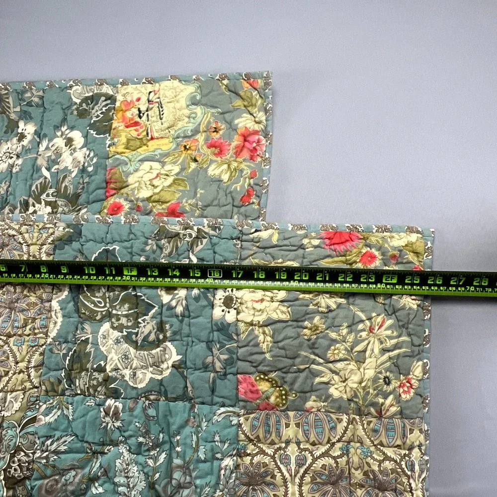 Set Of 2 Potterybarn Euro Pillow Shams Multicolor Floral Quilted Bedding 26